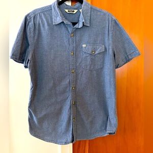 Large Salt Valley Blue Denim Short Sleeve Button Down